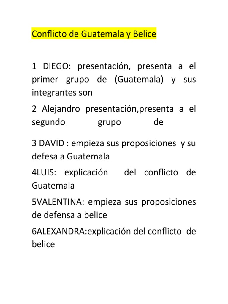 Conflicto de Guatemala y Belice PDF