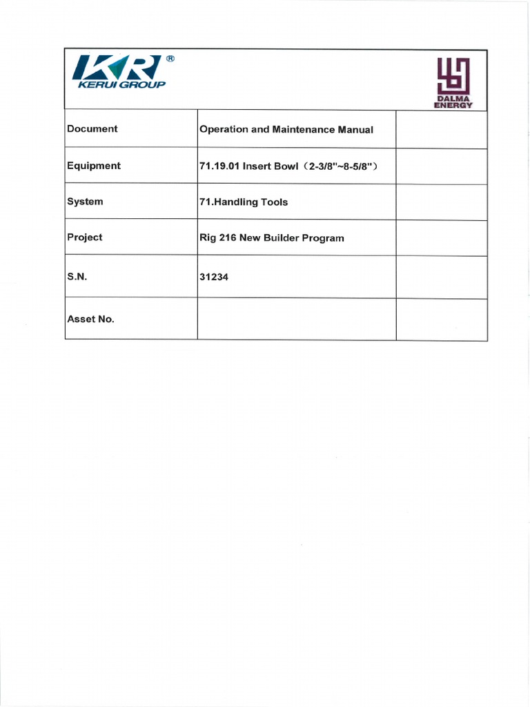 01 Operation and Maintenance Manual | PDF