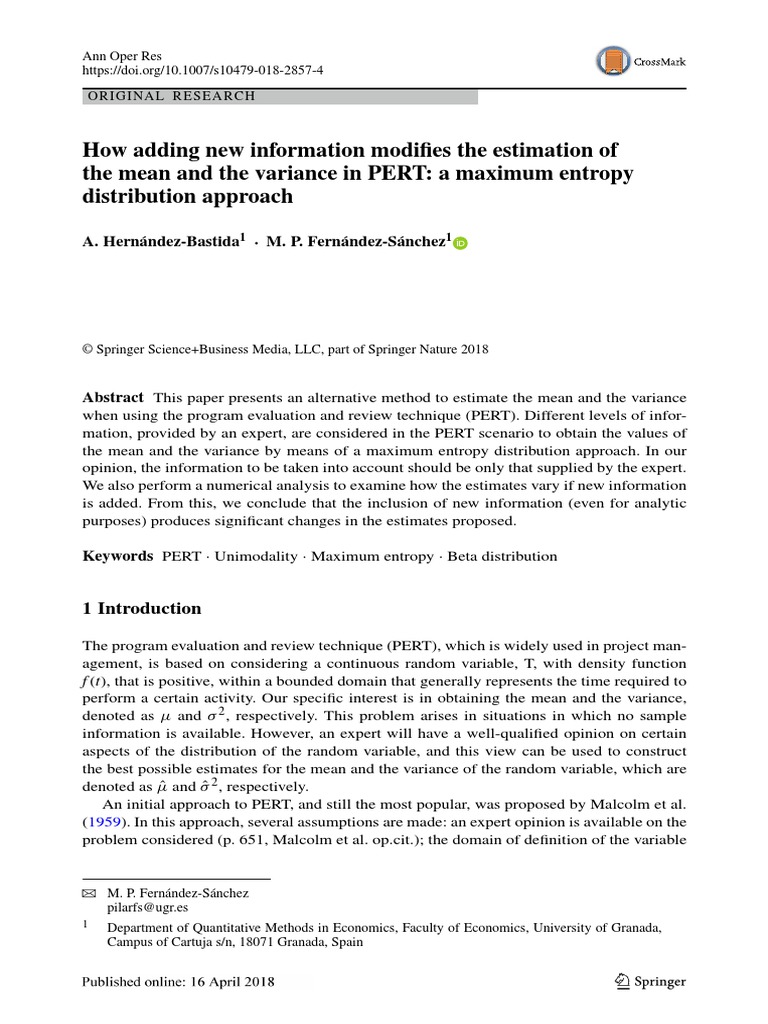 10.1007@s10479 018 2857 4 | PDF | Mode (Statistics) | Variance