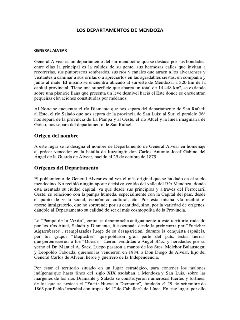 Los Departamentos de Mendoza | PDF | Ciencias de la Tierra | Geografía