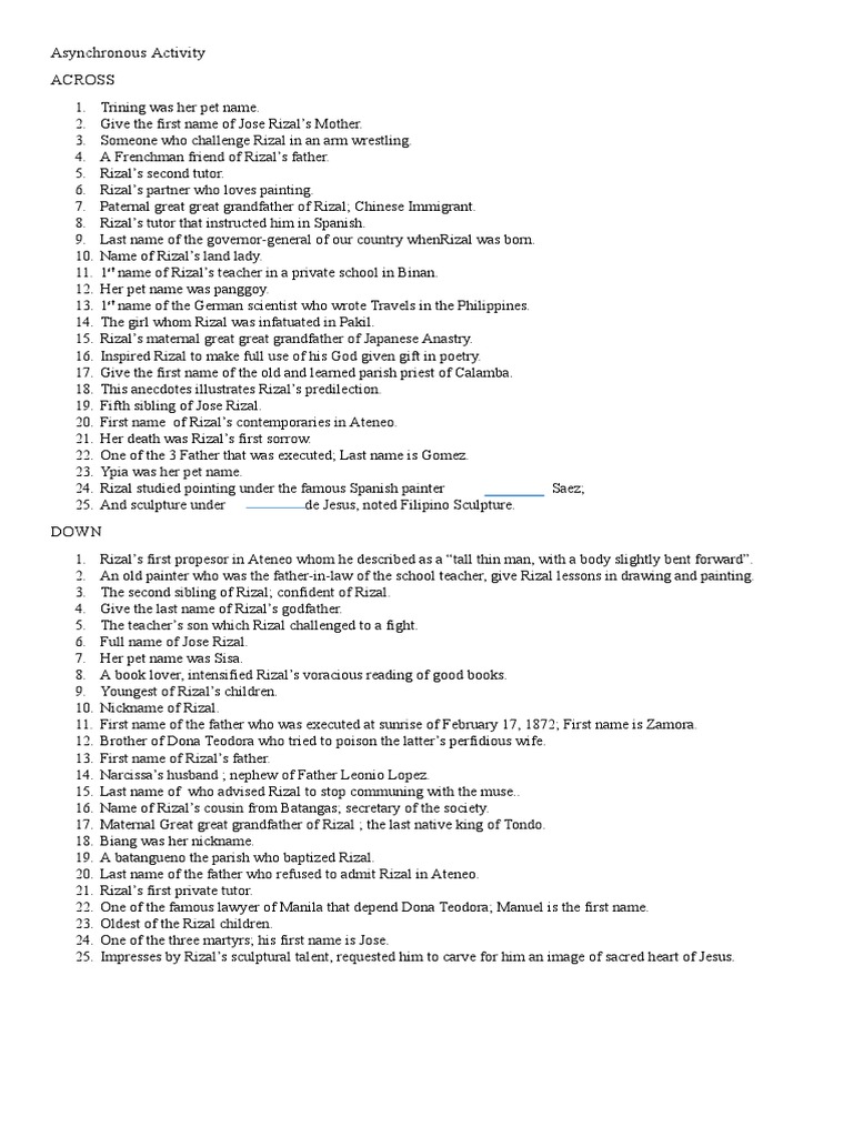 Jose Rizal's Pets and Family Trivia | PDF