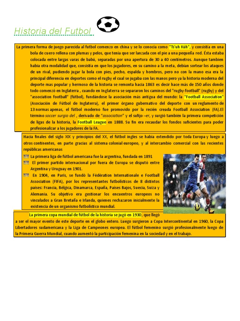 Historia y Evolución del Fútbol | PDF | Asociación de Futbol | Deportes
