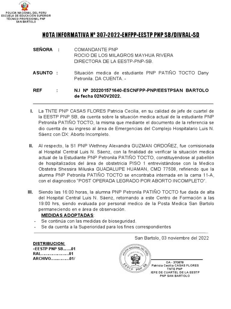 Nota Informativa 03nov2022 Ala Iii Patiño | PDF