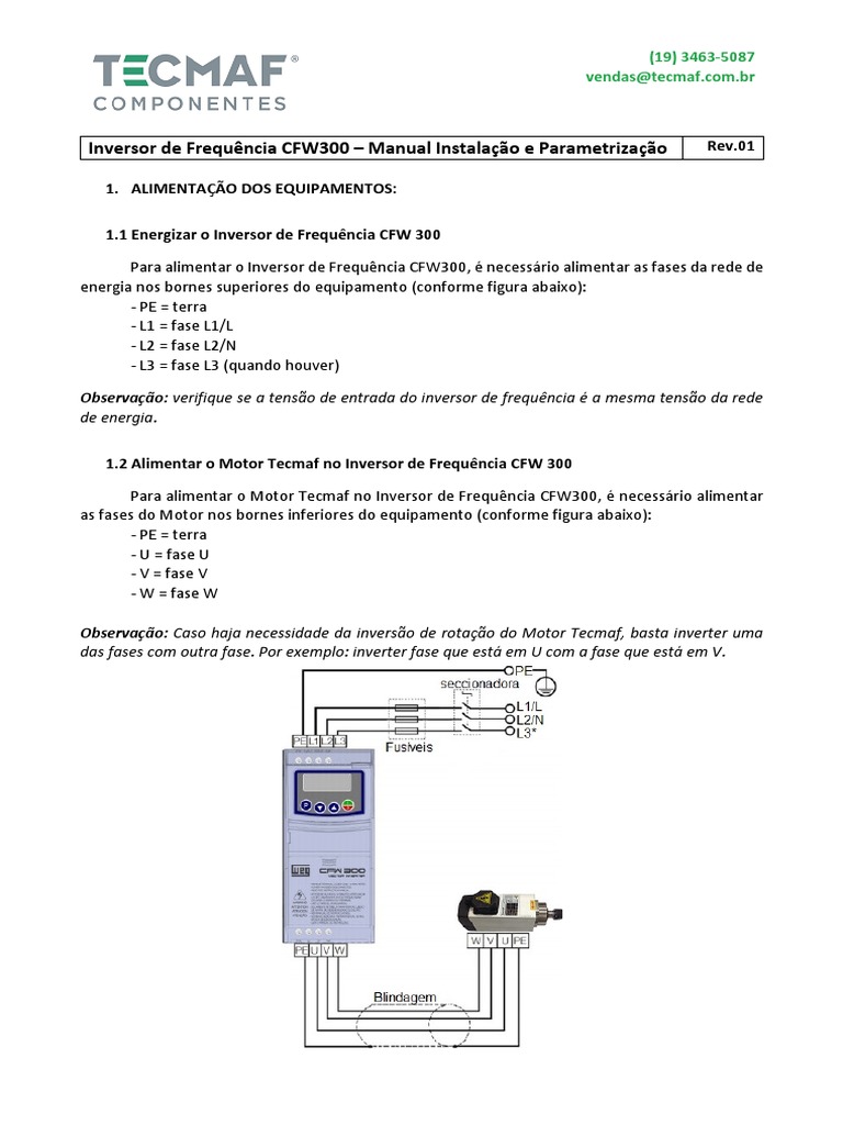 Instalação e Parametrização CFW300 | PDF | Eletricidade | Engenharia ...