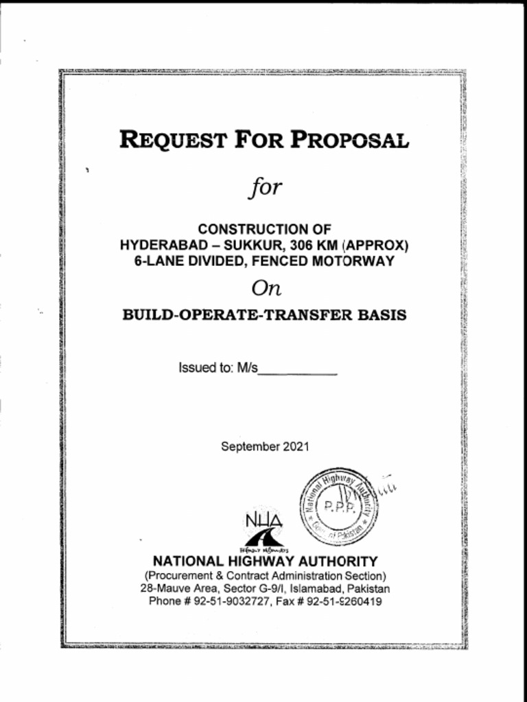 m5 Sukkur Hyderabad RFP | PDF