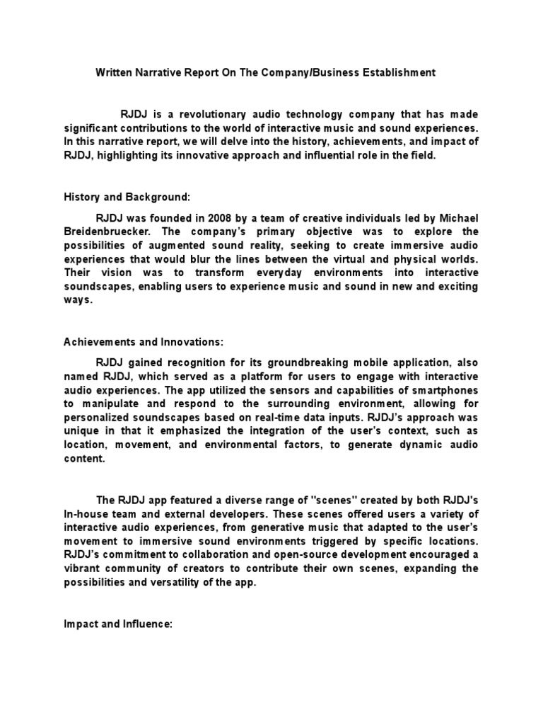 Narrative Report Example | PDF | Augmented Reality | Communication