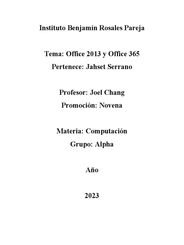 Comparativa entre Office 2013 y 365 | PDF | Microsoft Office ...