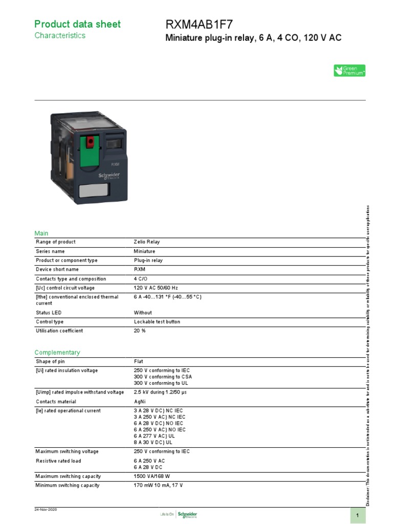 Zelio Relay - Electromechanical - RXM4AB1F7 | PDF | Relay | Alternating ...