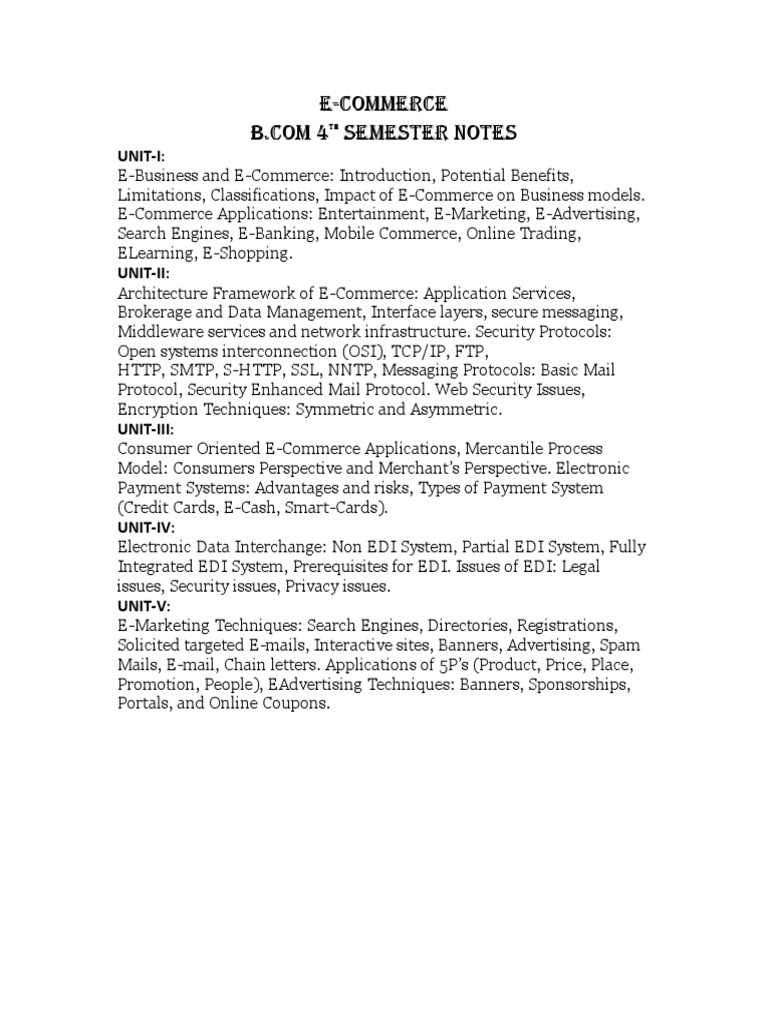 ECommerce 4 TH Sem | PDF