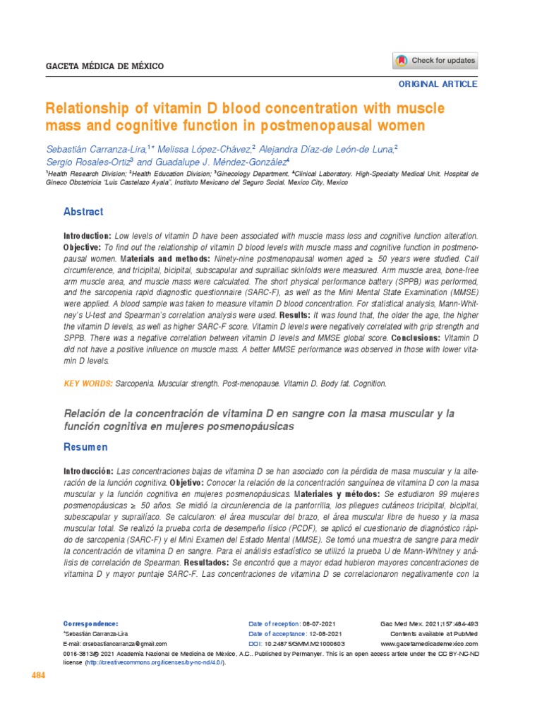 Relation of Vitamin D Blood Concentration With Muscle Mass and