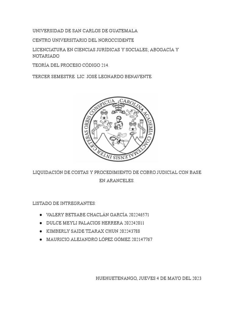 Liquidación de Costas en Guatemala | PDF | Sentencia (ley) | Liquidación