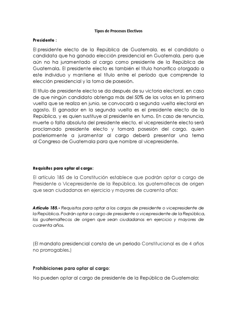 Proceso de Elección Presidencial en Guatemala | PDF | Responsabilidad ...