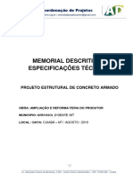 Memorial Descritivo - Projeto Estrutural Ampliação e Reforma Feira Do Produtor