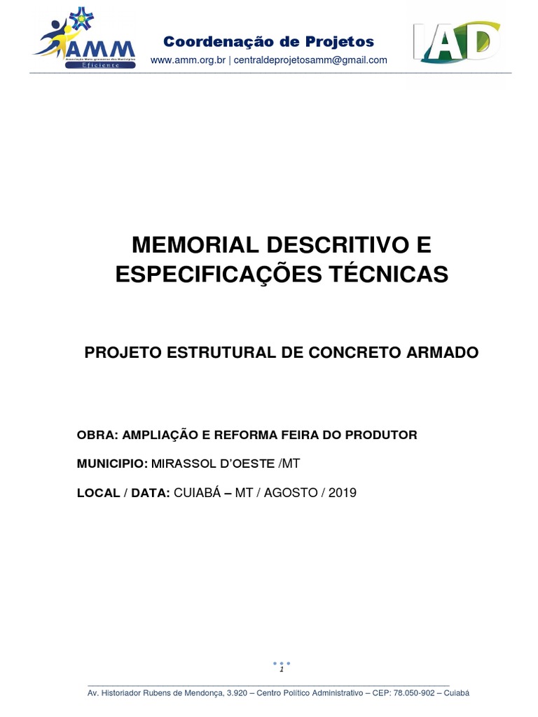Memorial Descritivo - Projeto Estrutural Ampliação e Reforma Feira Do ...