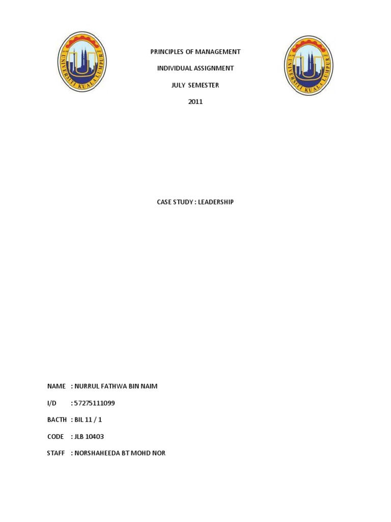 Leadership Case Study in Management | PDF | Self-Improvement | Science ...
