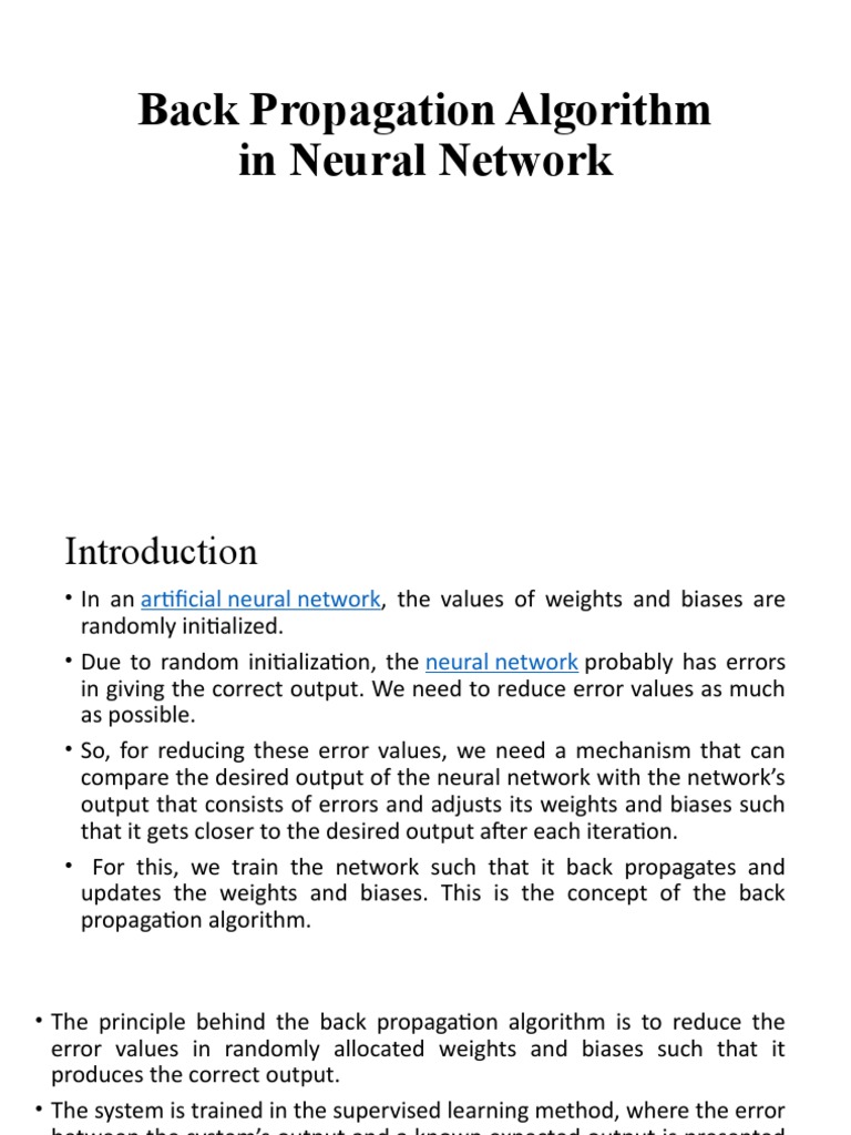 4.4 Back Propagation Algorithm | PDF