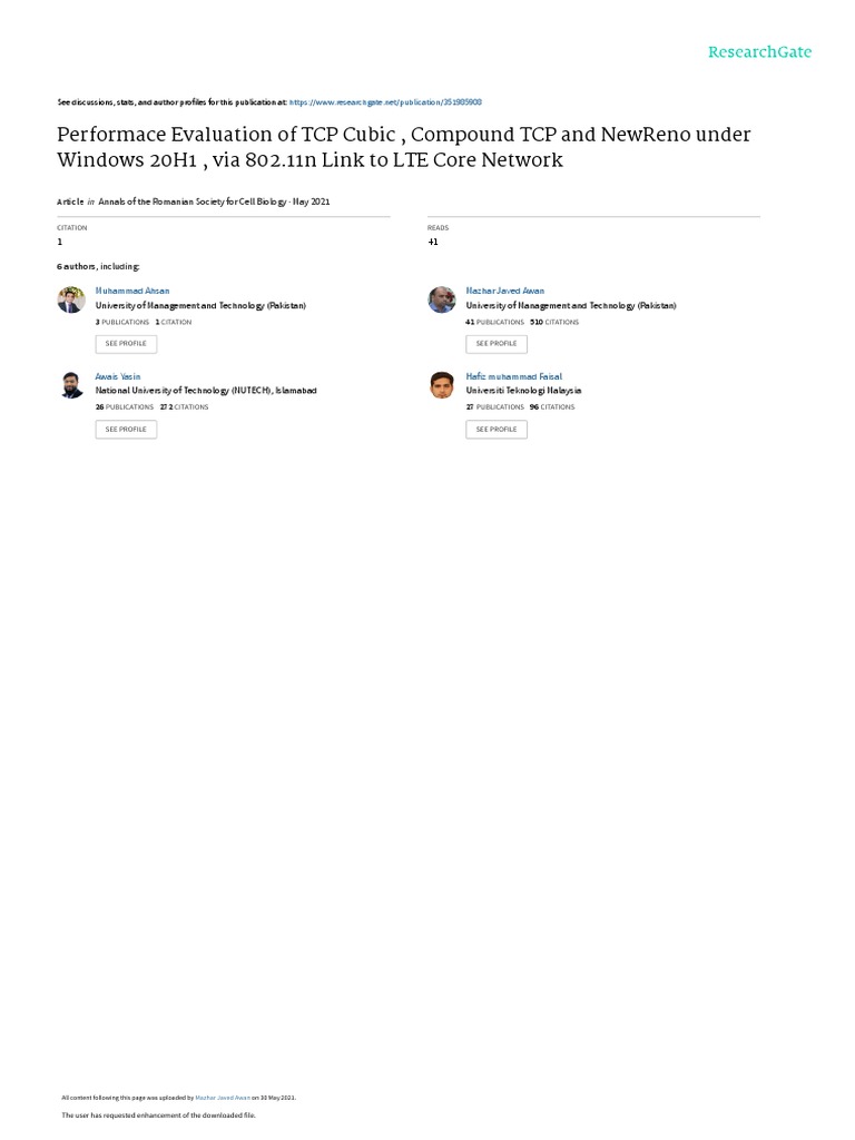 TCP Performance Evaluation on Windows 20H1 | PDF | Network Congestion ...