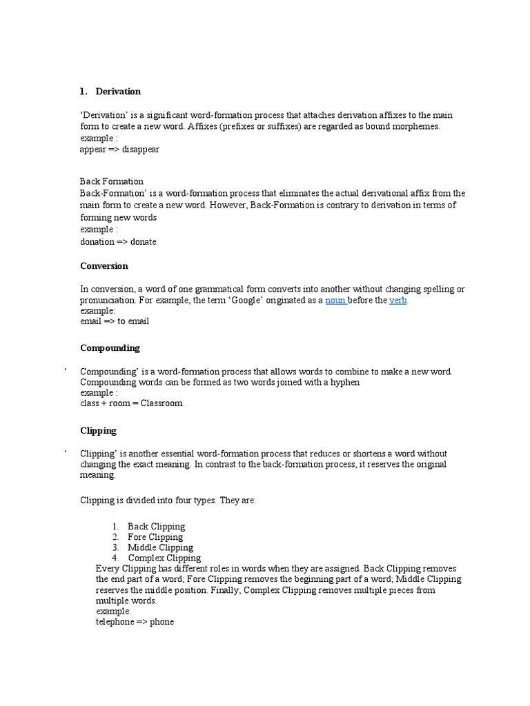 Types of Clipping in Word Formation | PDF