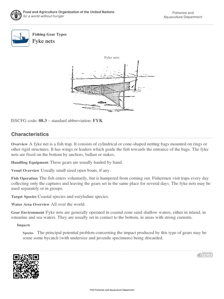 Fyke FAO Fisheries & Aquaculture Fishing Gear Types Fyke nets PDF