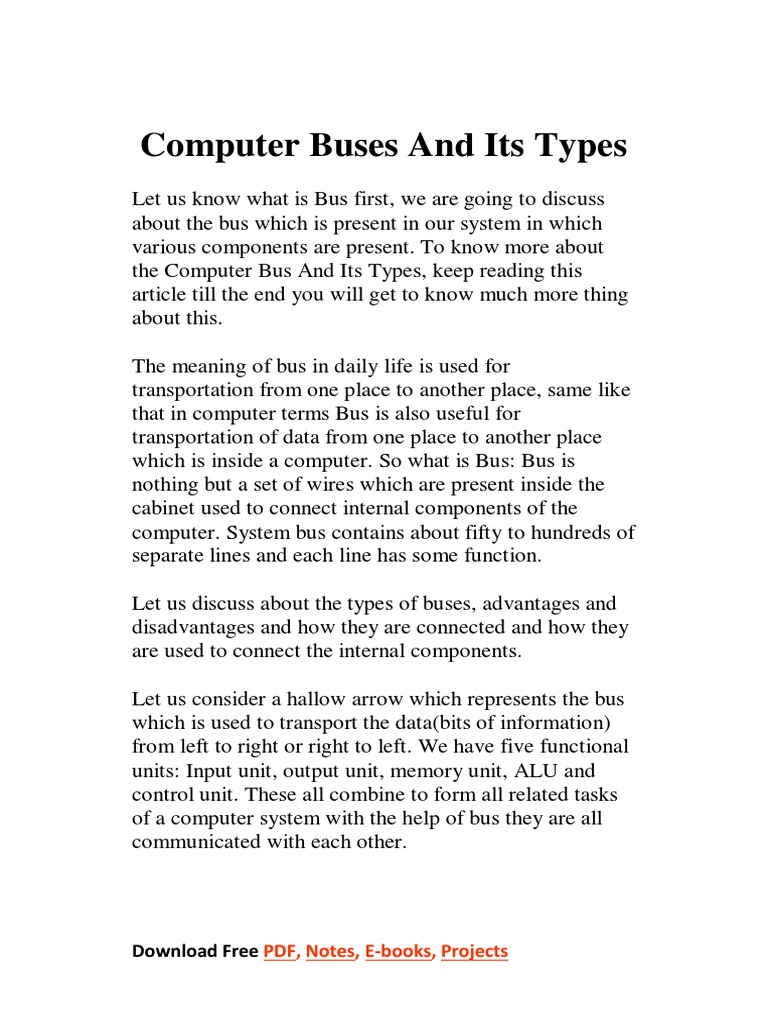Computer Buses and Its Types PDF PDF