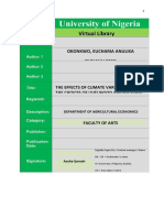 The Effects of Climate Variability On The Choices of Livelihood Among Farm Households in Anambra State, Nigeria