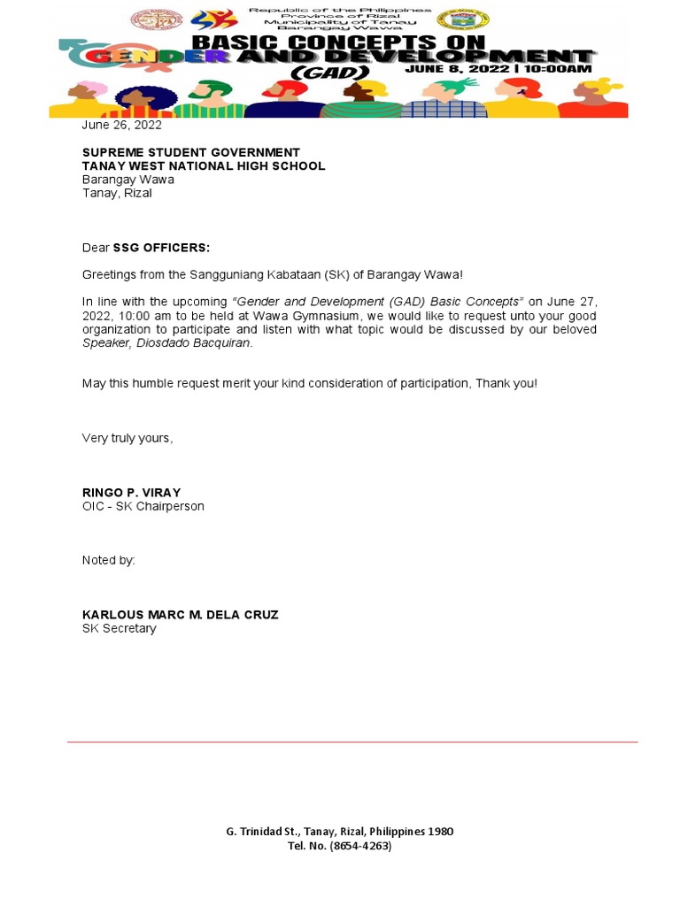 GAD Event Invitation for SSG Officers | PDF