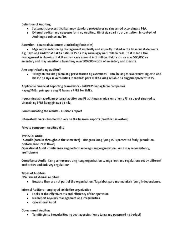 Overview of Auditing Principles and Practices | PDF | Audit | Internal ...