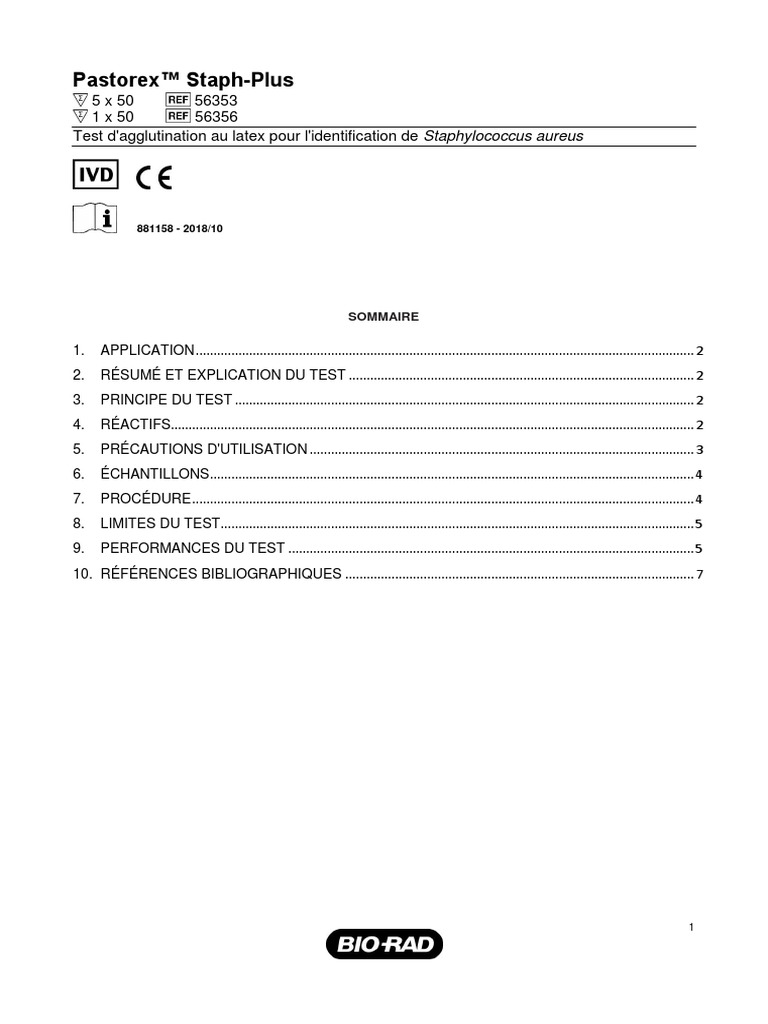 Fiche Pastorex Staph + | PDF | Staphylocoque doré | Staphylococcus
