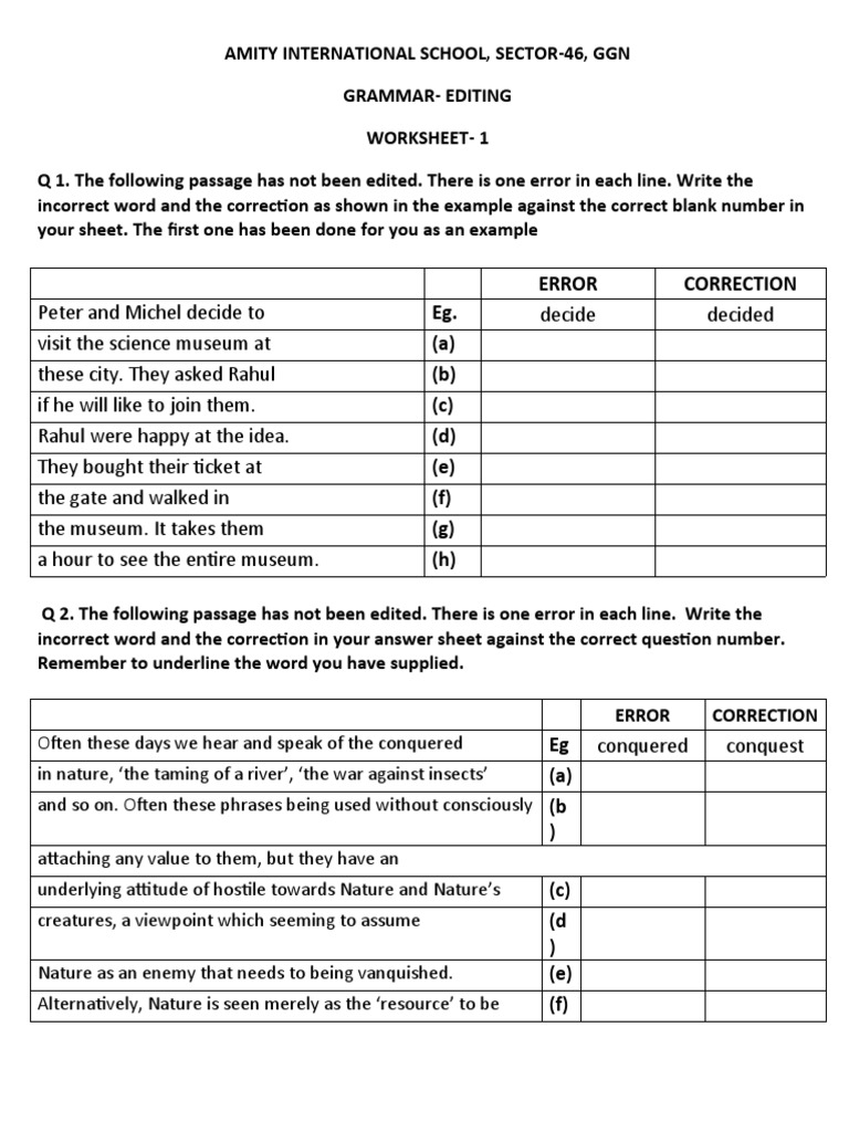 Integrated Grammar Worksheet 1 PDF