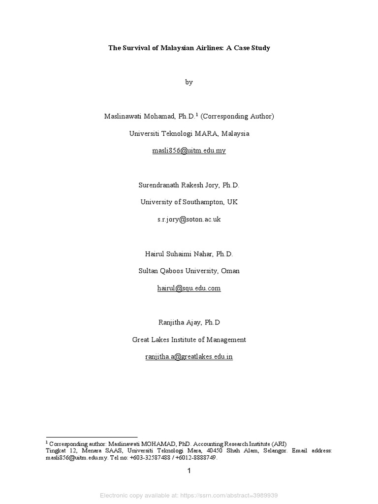 Malaysia Airlines: Financial Distress Analysis | PDF | Malaysia ...
