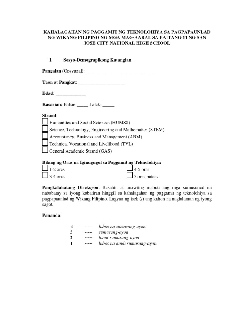 Talatanungan Sample | PDF