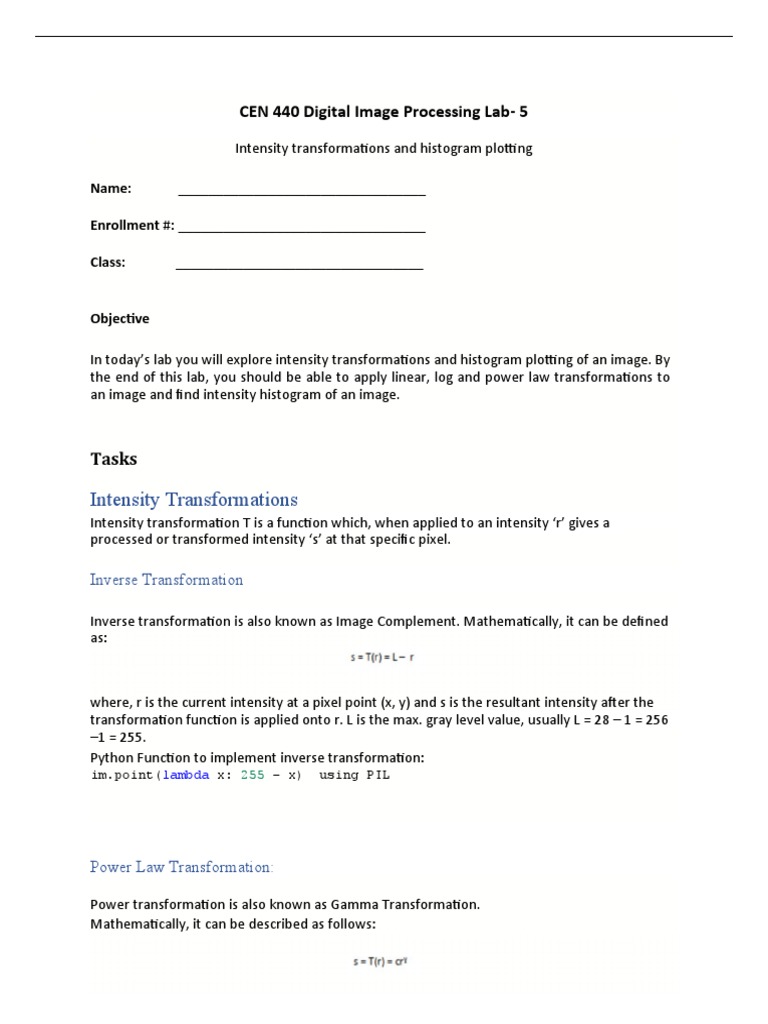 DIP Lab6 PDF Function (Mathematics) Logarithm