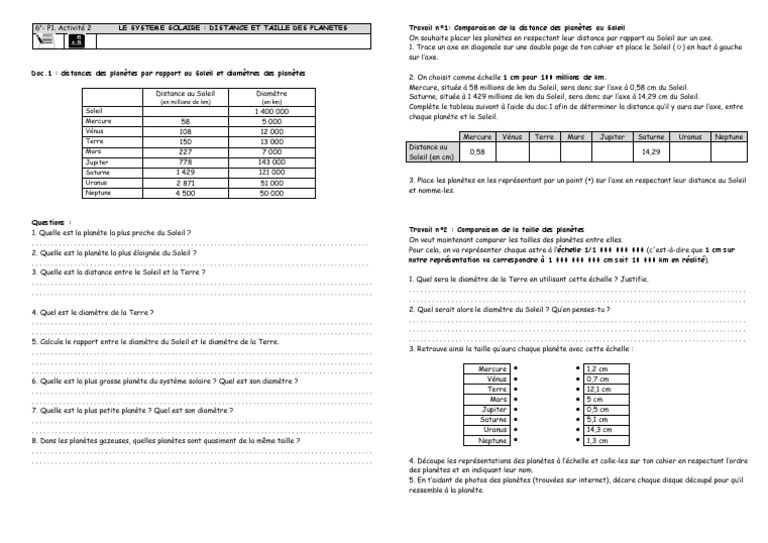 Distances et tailles des planètes PDF Planètes Neptune — free download