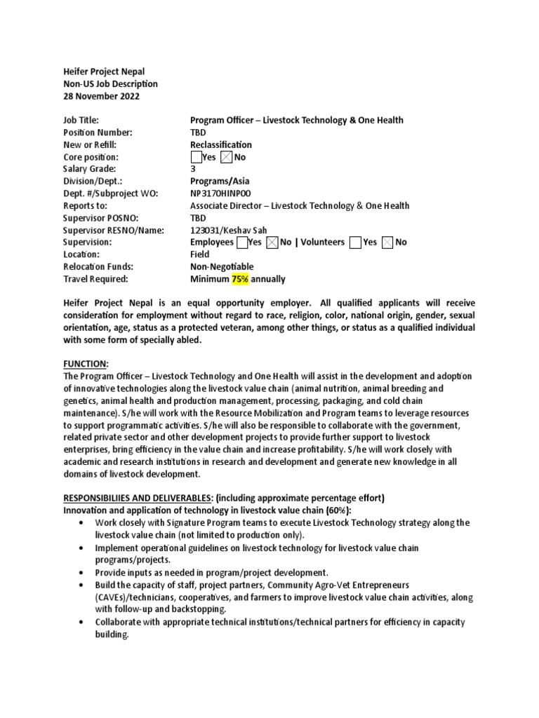 2022 Job Description Program Officer LTOH PDF Livestock Cooperative