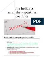 Public Holidays in English Speaking Countries