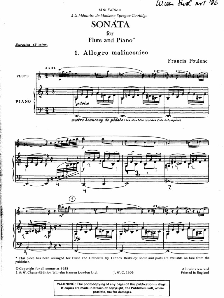 Poulenc Flute Sonata PDF Elements Of Music Musical Forms