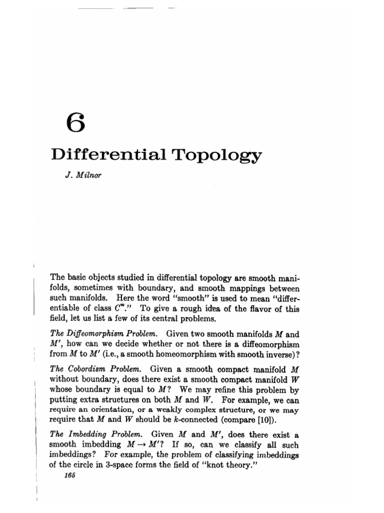 Milnor On Differential Topology PDF