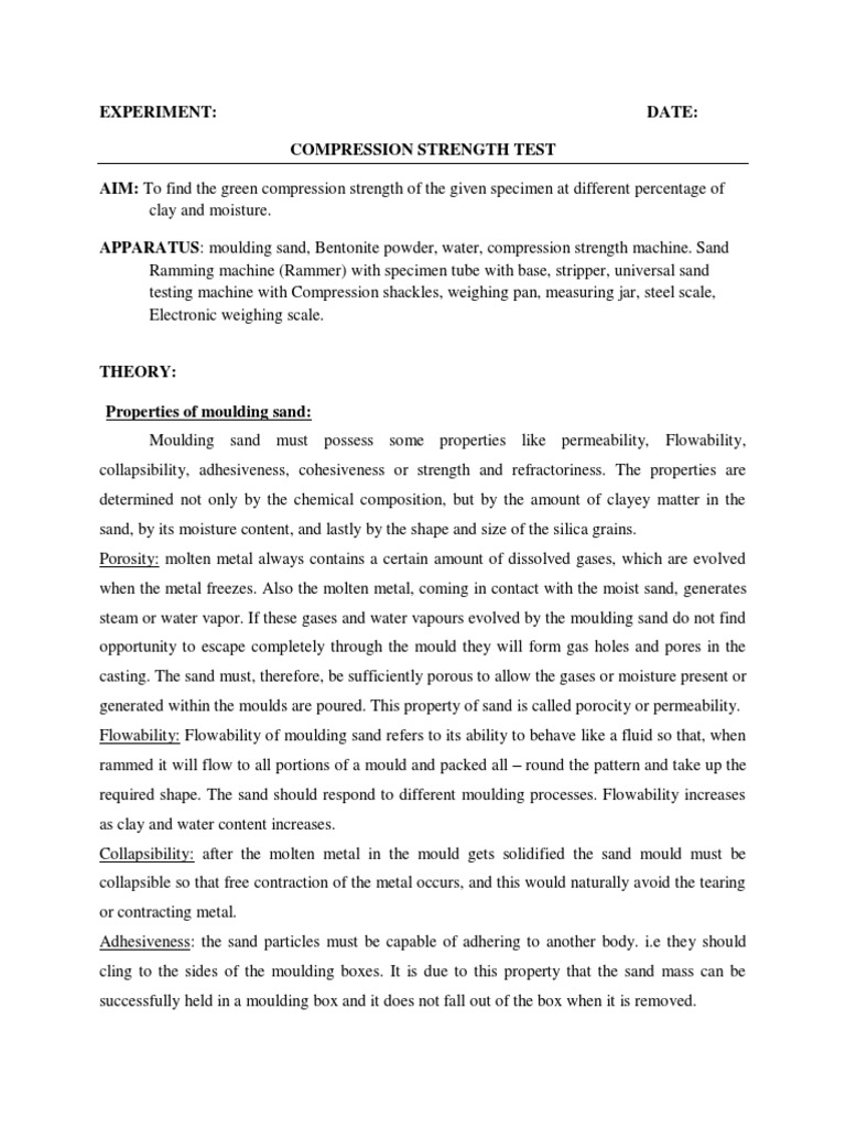 Compression Strength Test | PDF | Porosity | Nature
