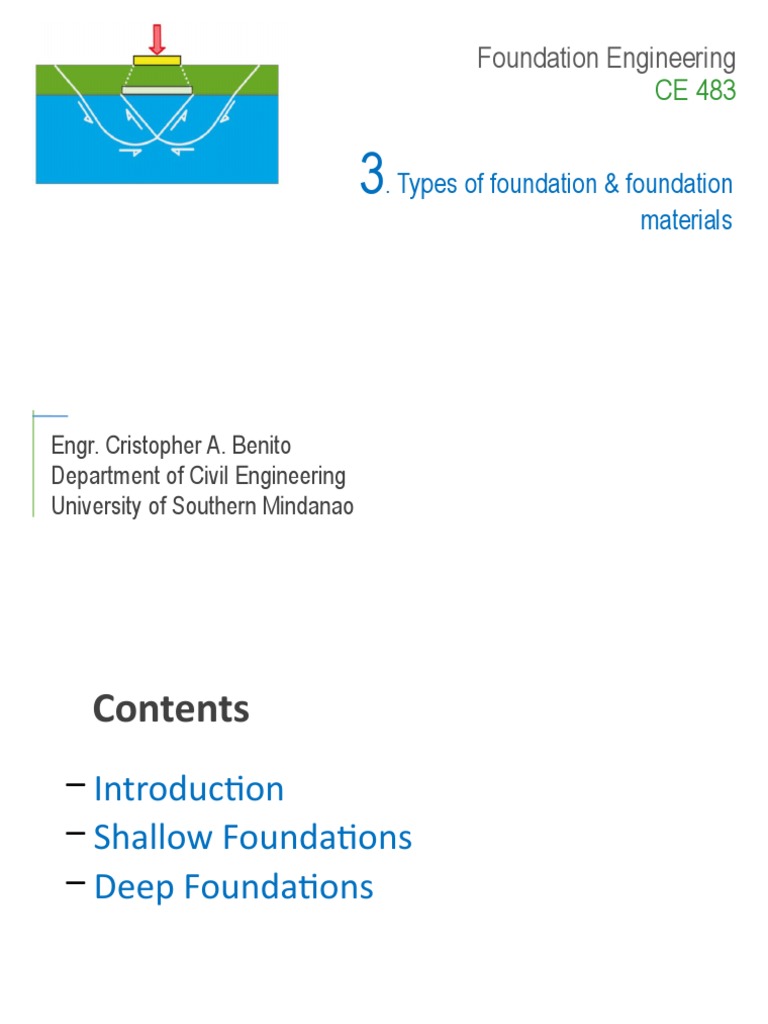 Lecture 3 Types of Foundation and Foundation Materials PDF