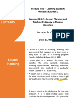 Learning Unit 3 - T Eaching Pedagogy in Physical Education