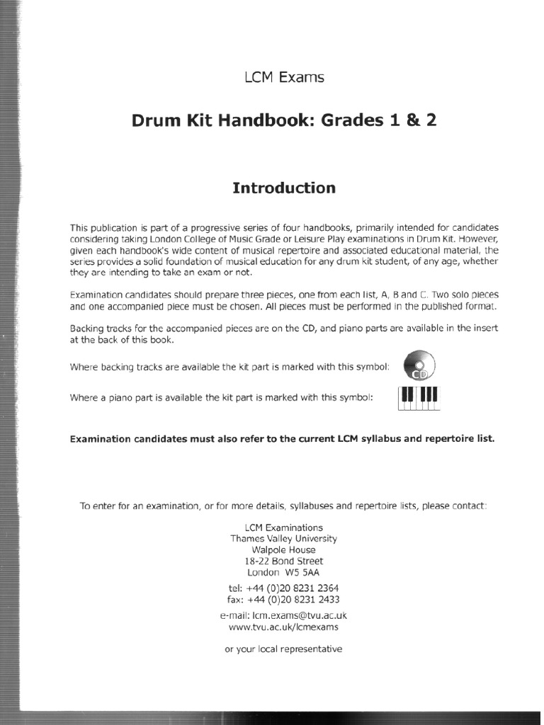 Drum Kit Handbook 2010 Grades 1 & 2 PDF