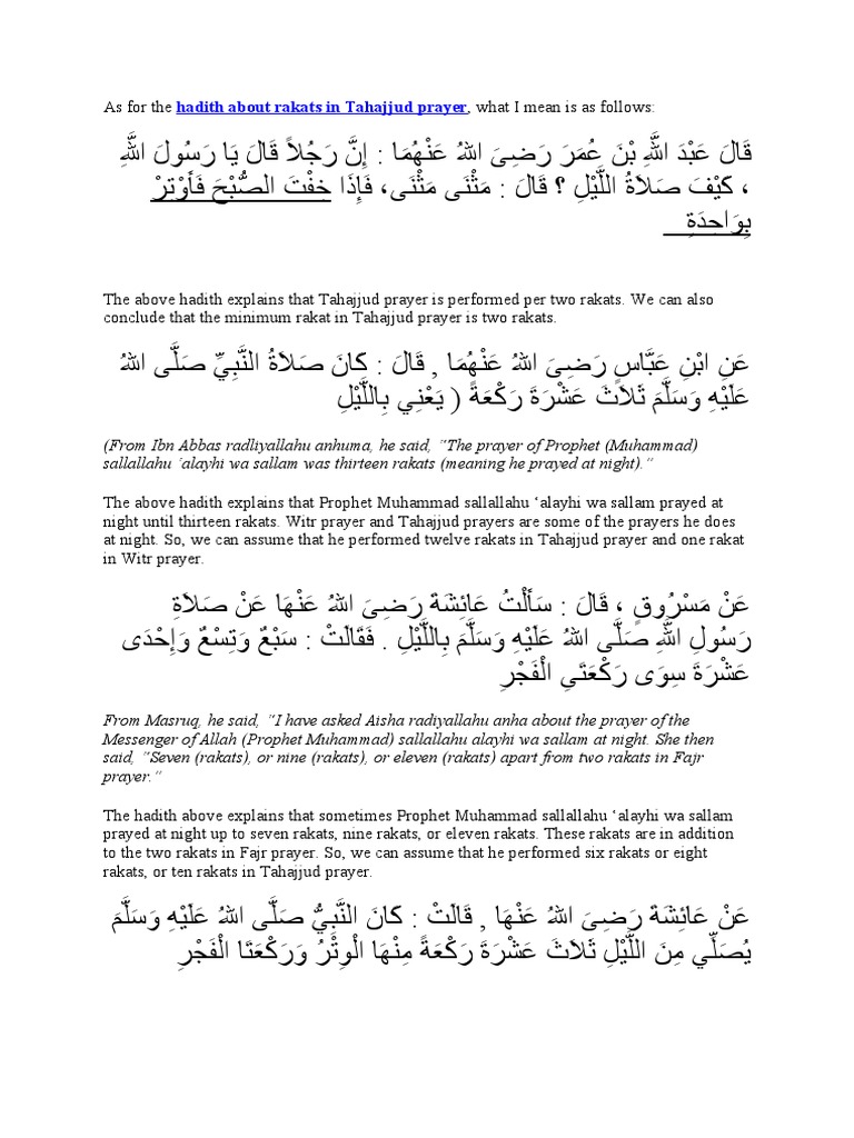 Tahajjud Rakats Hadith | PDF