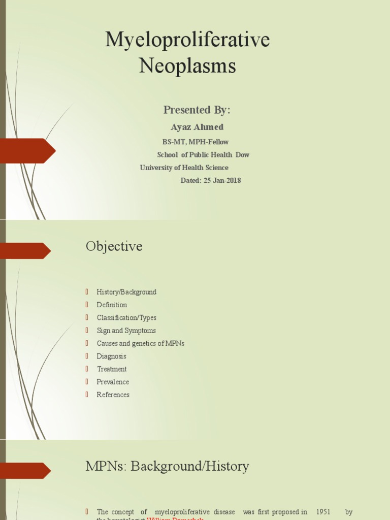 Myeloproliferative Neoplasm Overview | PDF | Leukemia | Diseases And ...