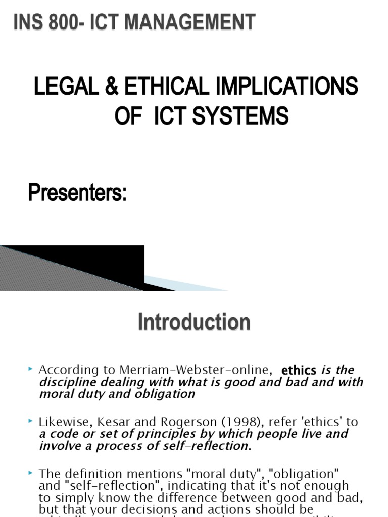 Legal Ethical Implications Of Ict Systems Pdf