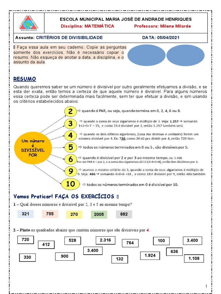 Critérios de Divisibilidade por 7 | PDF