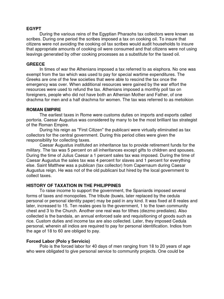 History of Taxation PDF Government Finances Payments