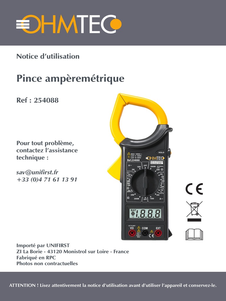 Notice d'utilisation Pince Ampèremétrique PDF Sciences physiques — free download