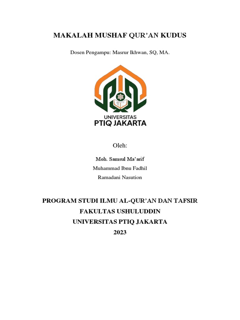 Mushaf Qur'an Kudus 2 | PDF
