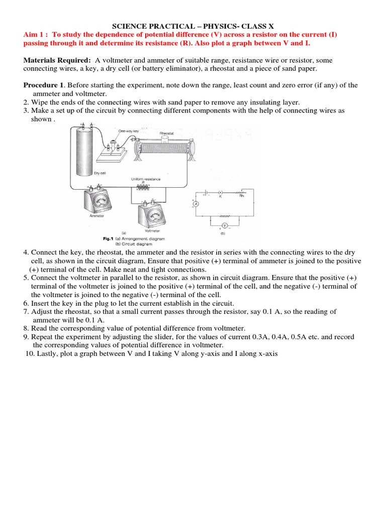 Practical Physics X Pdf Resistor Electrical Resistance And