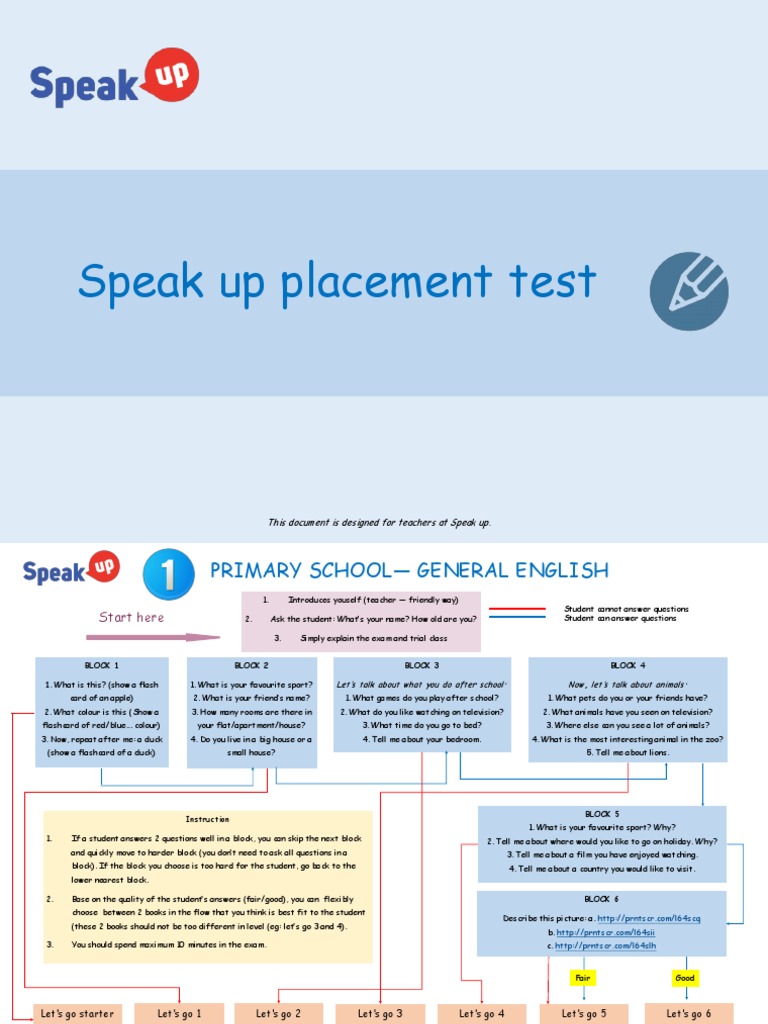 Placement Test - Speak Up | PDF